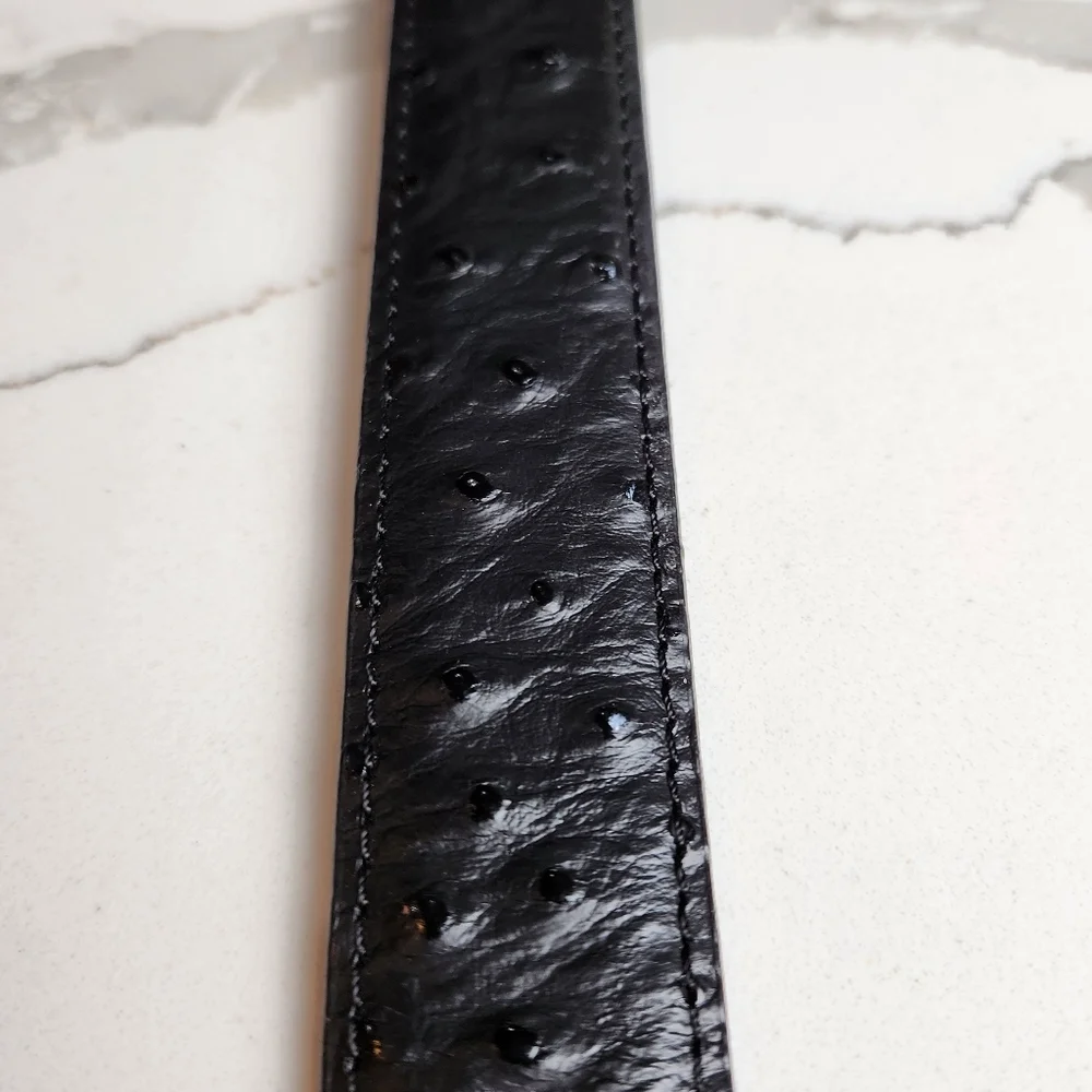 NOCONA BELT COMPANY BLACK LEATHER OSTRICH PRINT 100% LEATHER BELT SIZE 26